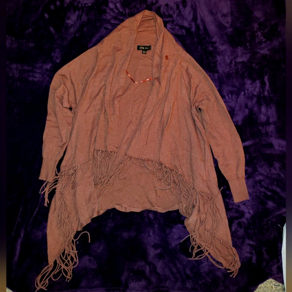 Love Tree Fringed Cardigan, Large